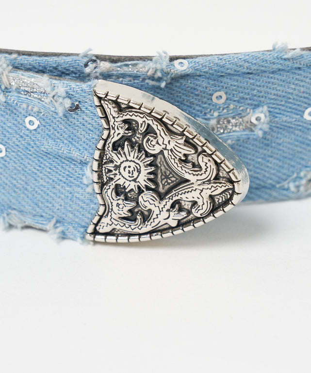 Lウエスタンバックルデニムベルト