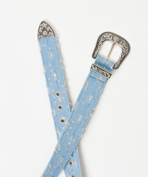 Lウエスタンバックルデニムベルト