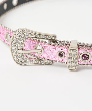 Lビジューバックルラメベルト