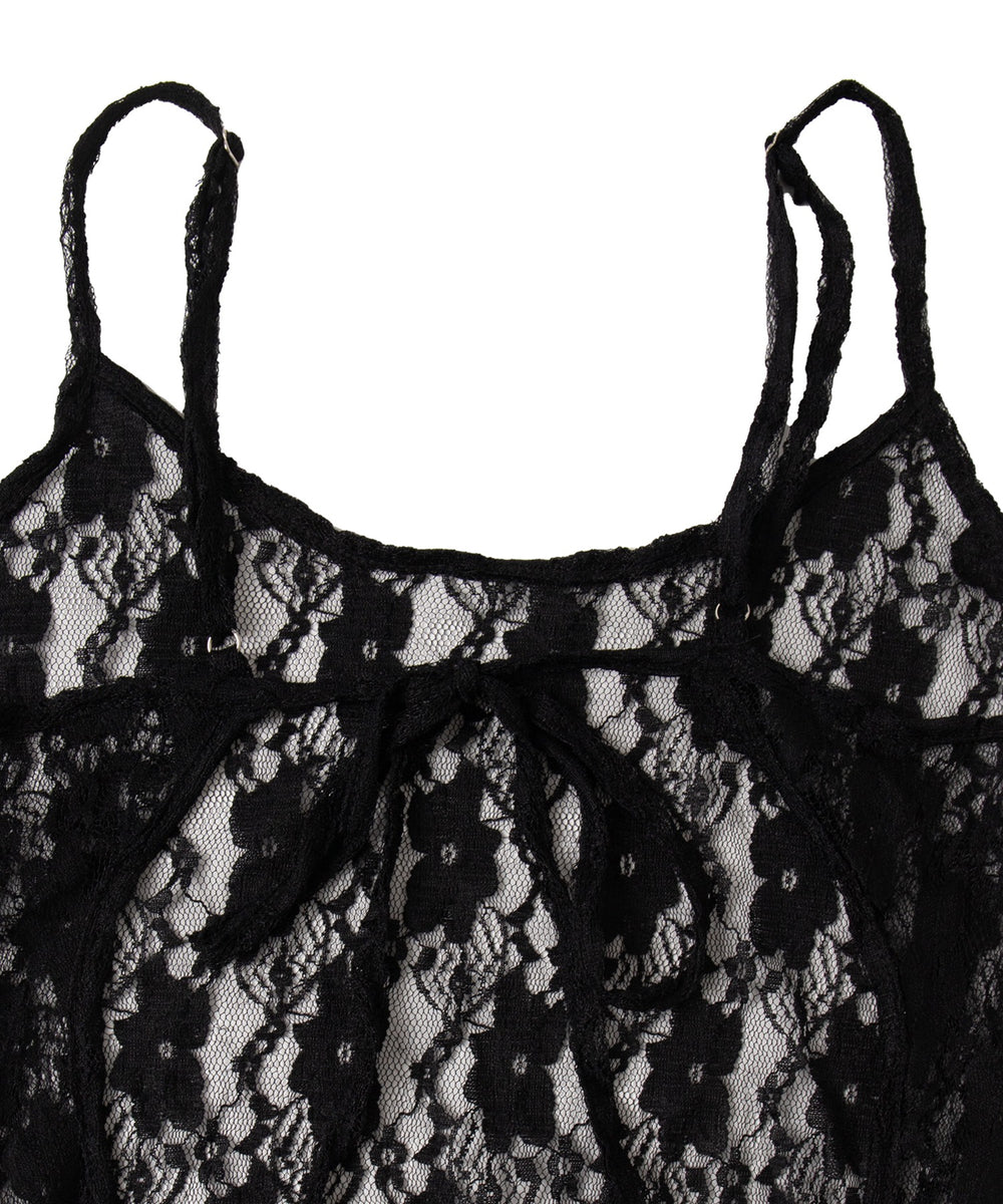 バックリボンレースキャミワンピース