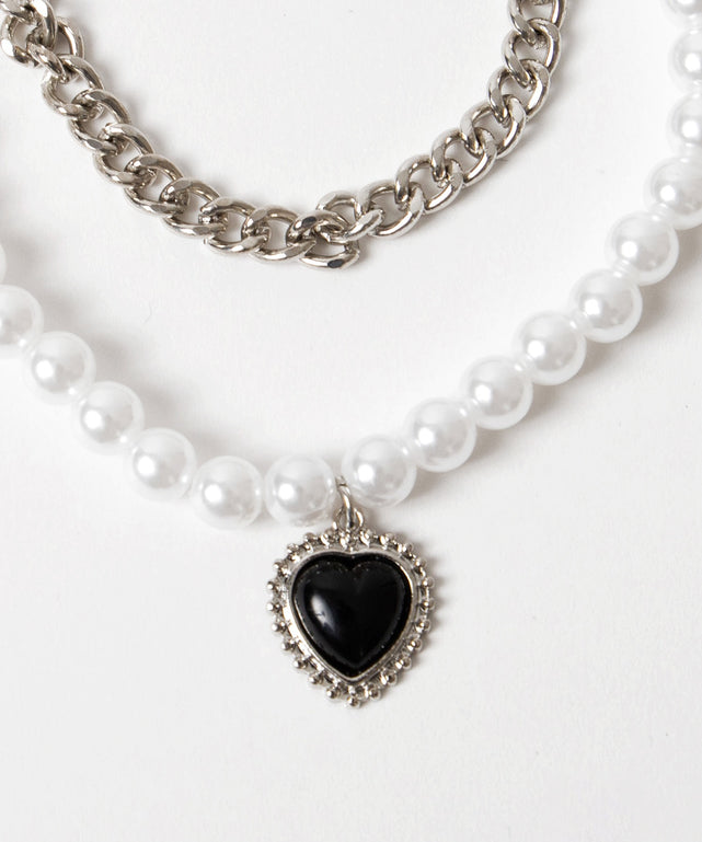 L2Pパールハートストーンネックレス