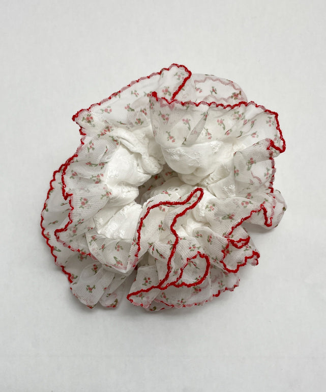 LフラワーシフォンBIGシュシュ/レッド