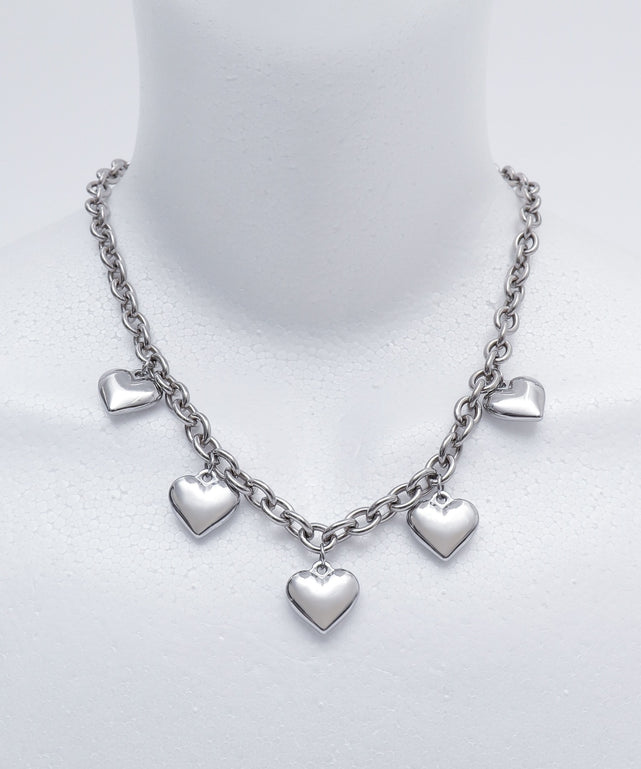 Lステンレスハートネックレス/シルバー