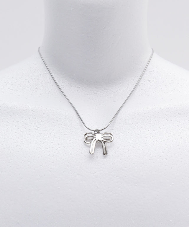 Lステンレスリボンネックレス/シルバー