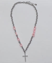 Lカラーチェーンミックスクロスネックレス