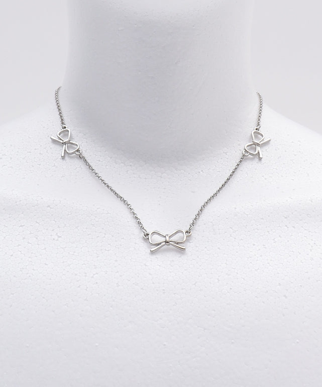 Lリボンチェーンネックレス/シルバー