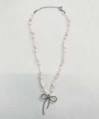 Lリボンビーズネックレス
