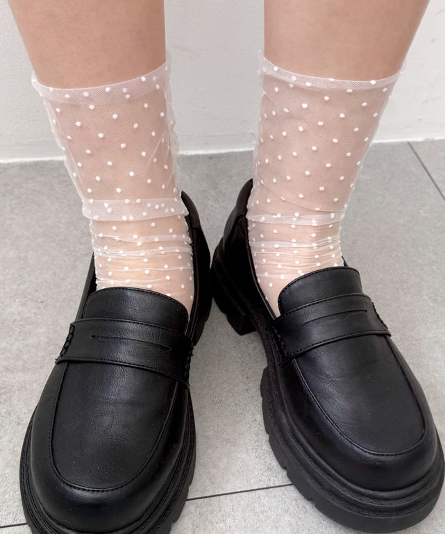 ドットシアーソックス(23-25cm)/ホワイト