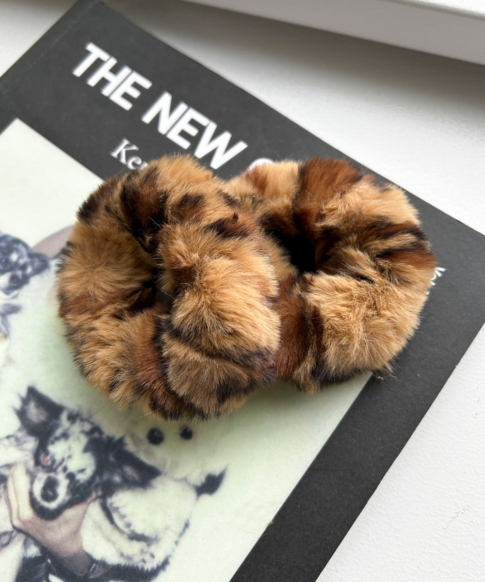 ⓝⓔⓦ【ミンクファー付きレオパード】ベビーヘアクリップ　キッズ　ヘアゴム ⓝⓔⓦ【ミンクファー付きレオパード】ベビーヘアクリップキッズ