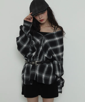 ブラックチェック１　モデル：161cm F着用