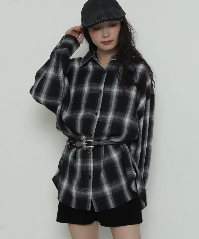 ブラックチェック１　モデル：161cm F着用