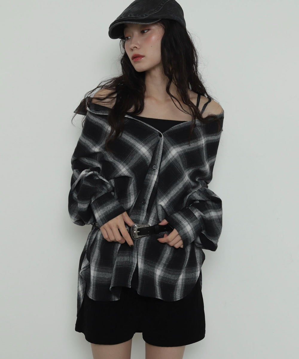 ブラックチェック１　モデル：161cm F着用