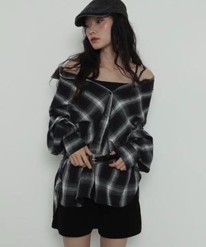 ブラックチェック１　モデル：161cm F着用