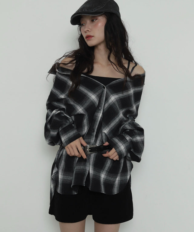 ブラックチェック１　モデル：161cm F着用