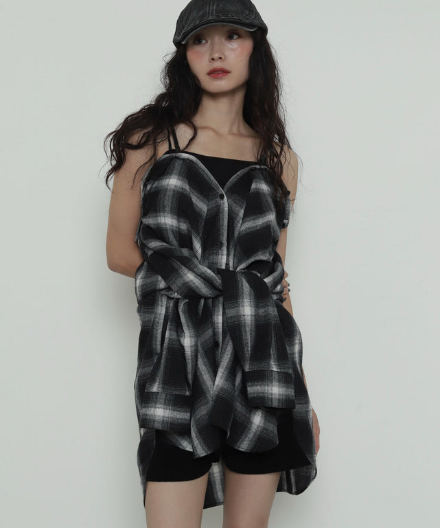 ブラックチェック１　モデル：161cm F着用