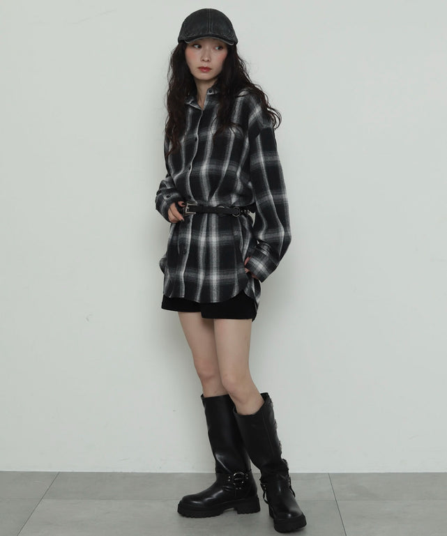 ブラックチェック１　モデル：161cm F着用