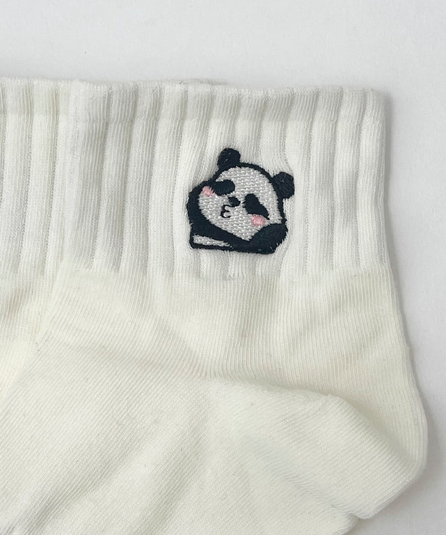 パンダ刺繍アンクルソックス(23-25cm)