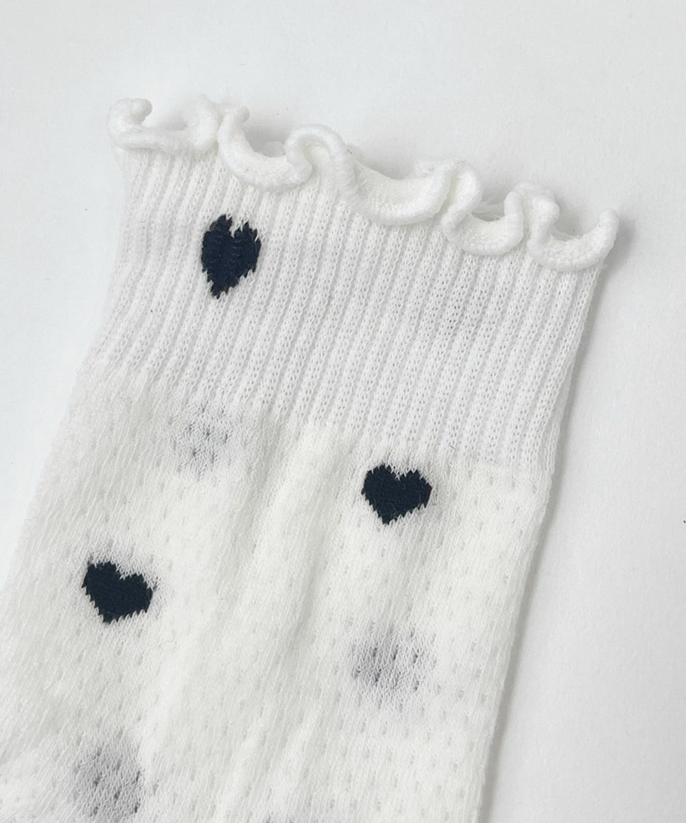 ハート総柄フリルソックス(23-25cm)