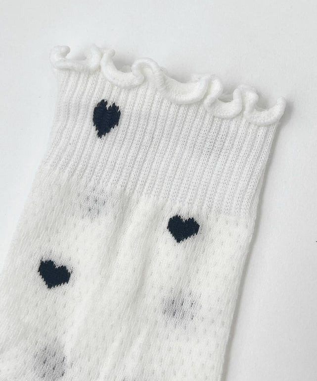 ハート総柄フリルソックス(23-25cm)