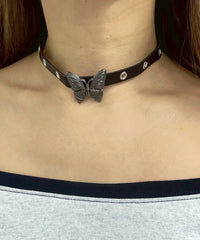 Lバタフライモチーフアイレットチョーカー