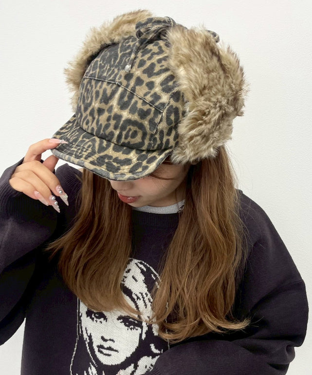 レオパードドッグイヤーキャップ/柄１