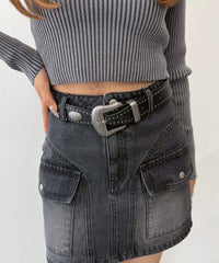 Lオーバルデザインスタッズベルト