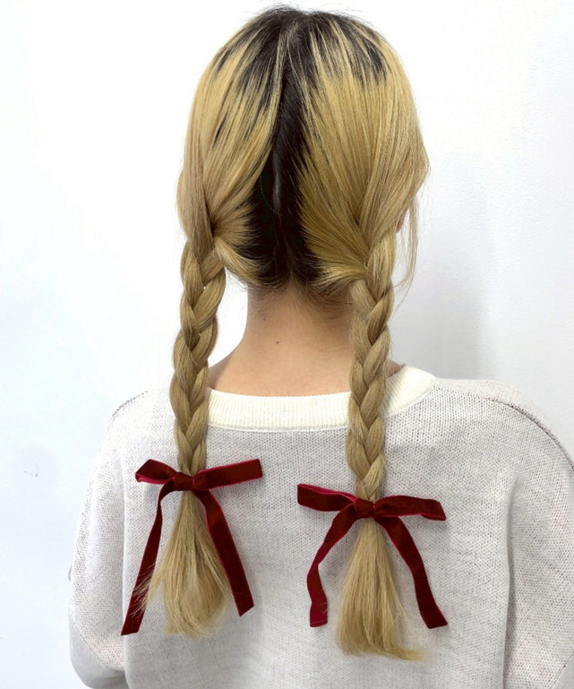 L2Pベロアロングリボンクリップ/ワイン