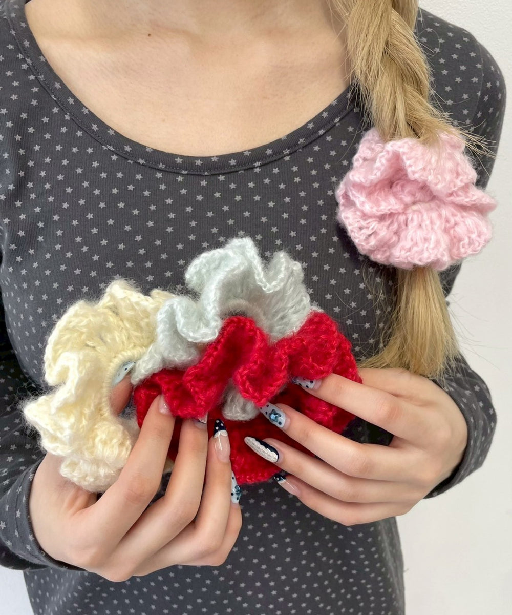 Lヘムフリルニットシュシュ