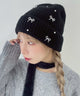 パールリボンニットキャップ/ブラック