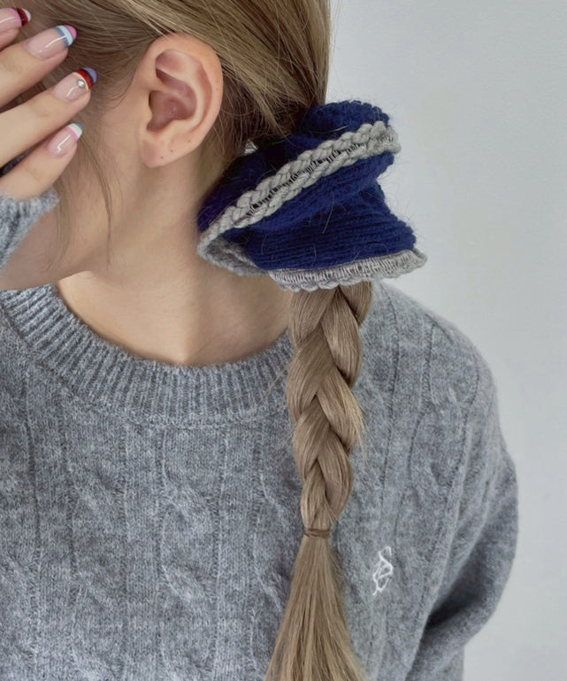 Lパイピングニットシュシュ/ネイビー