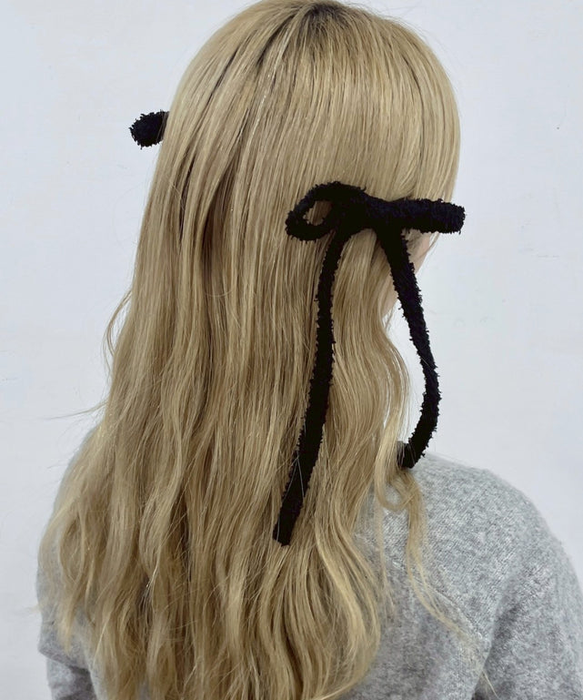 L2Pロングニットリボンクリップ/ブラック