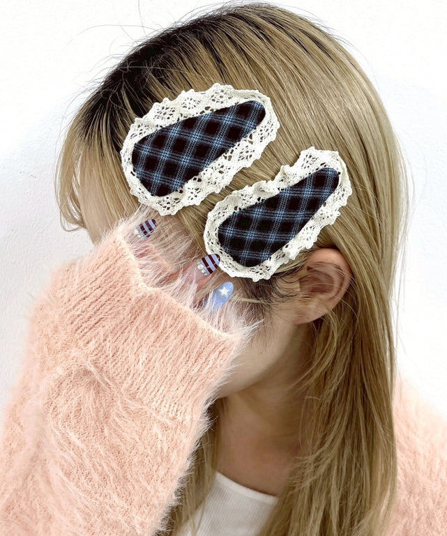 L2Pフリルチェックパッチンピン/ブルーチェック１