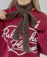 シャギーニットナローマフラー