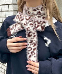 レオパードニットナローマフラー