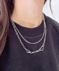 Lハートモチーフレイヤードネックレス