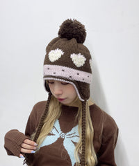 ポンポン付きジャガードビーニー