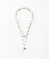 Lステンレス2連スターモチーフネックレス