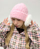 ポンポンイヤーニットキャップ/ピンク