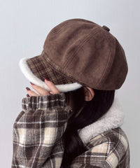 チェック柄Fスエードキャスケット