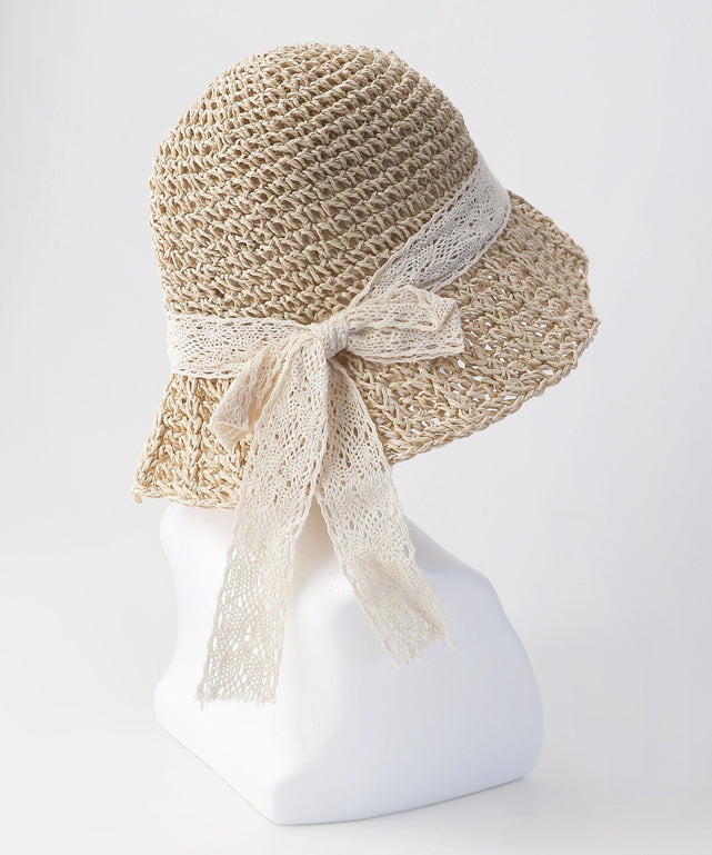 wicagroceryリボン付きストローハット wicagroceryリボン付きストローハット wicagroceryリボン付きストロー