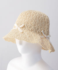 サテンリボンストローハット