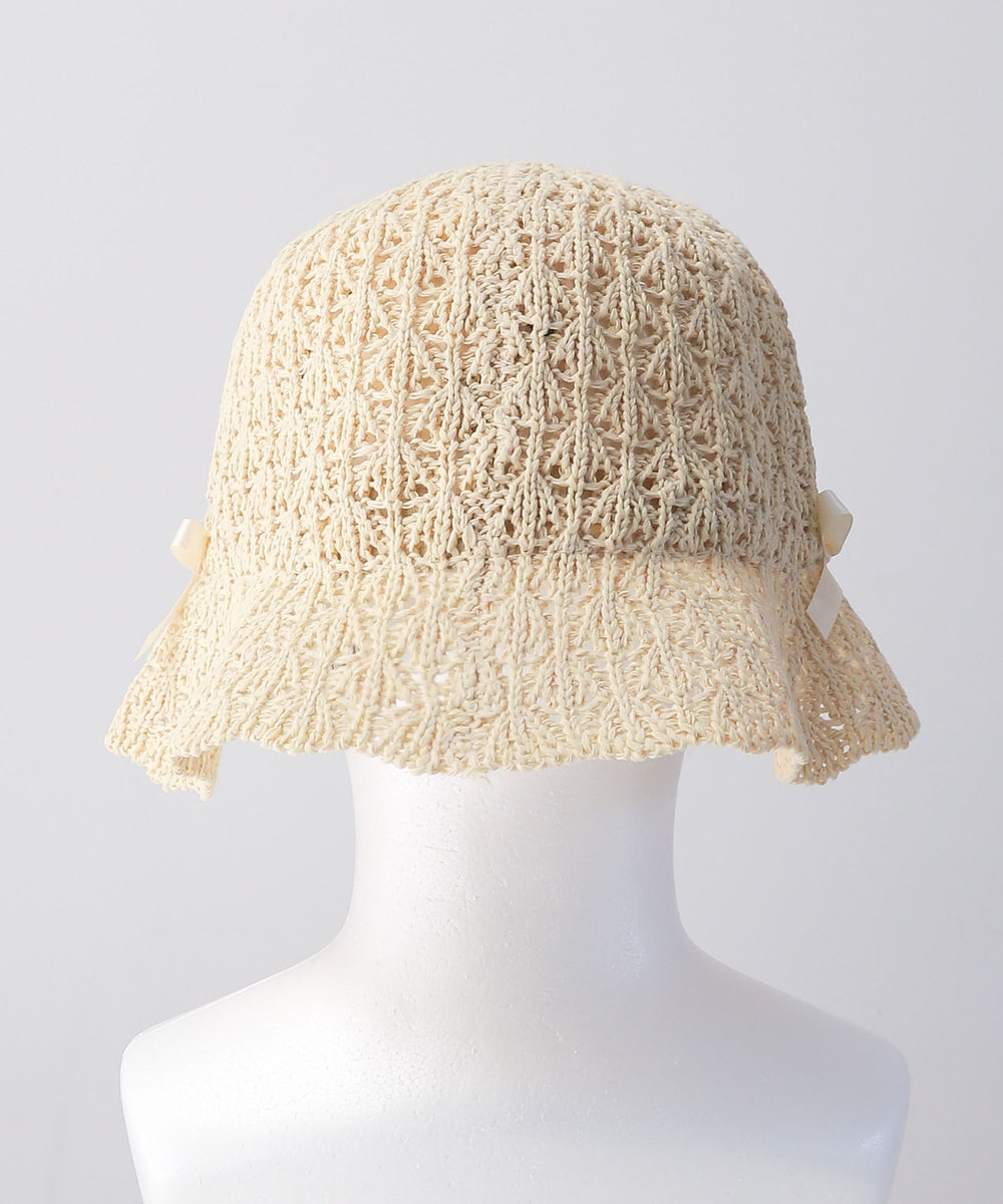 サテンリボンストローハット