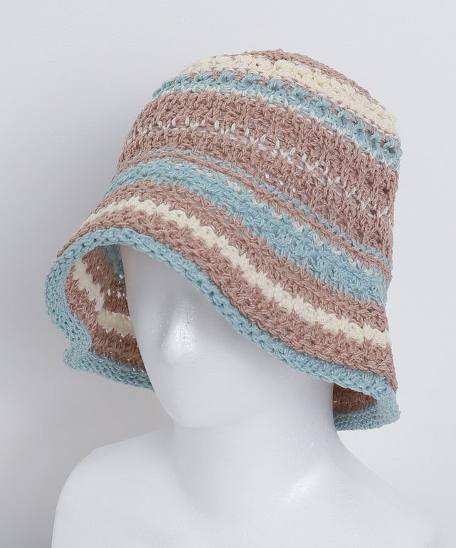 Lマルチボーダーストローハット/Dベージュ