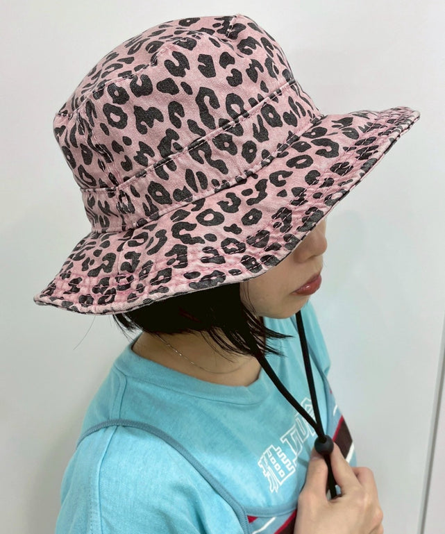 レオパードサファリハット/Lピンク