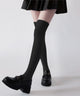 クシュクシュリブハイソックス(23-25cm)/ブラック