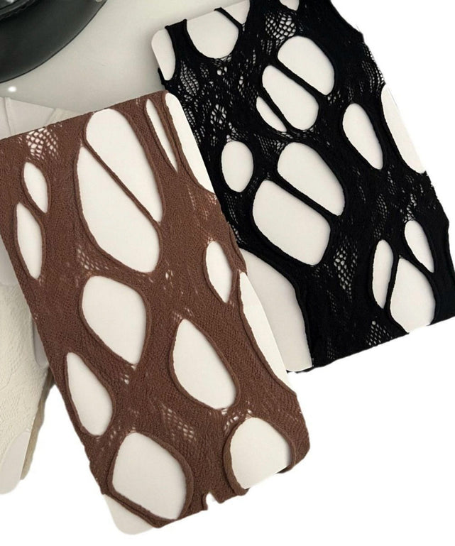 穴あきレースタイツ