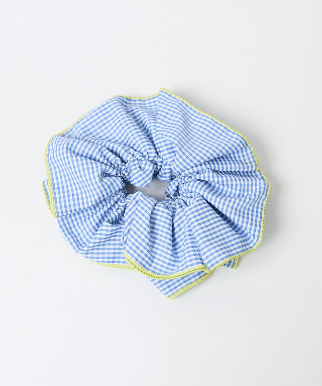 LチェックWシュシュ/サックス