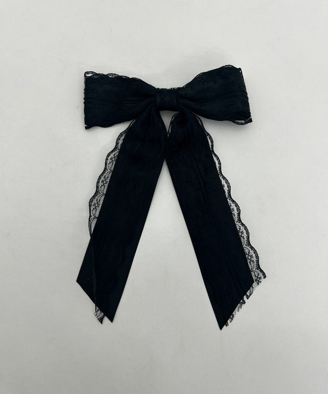 Lレースリボンバレッタ/ブラック