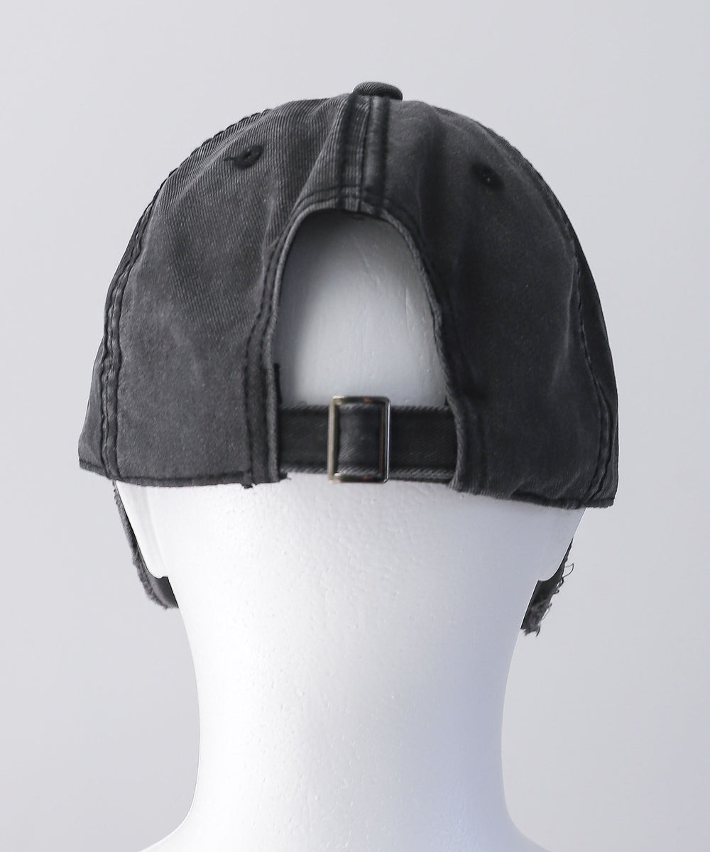 ロゴ刺繍ダメージピグメントキャップ