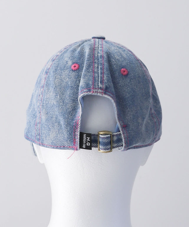 ハートフリンジ刺繍キャップ